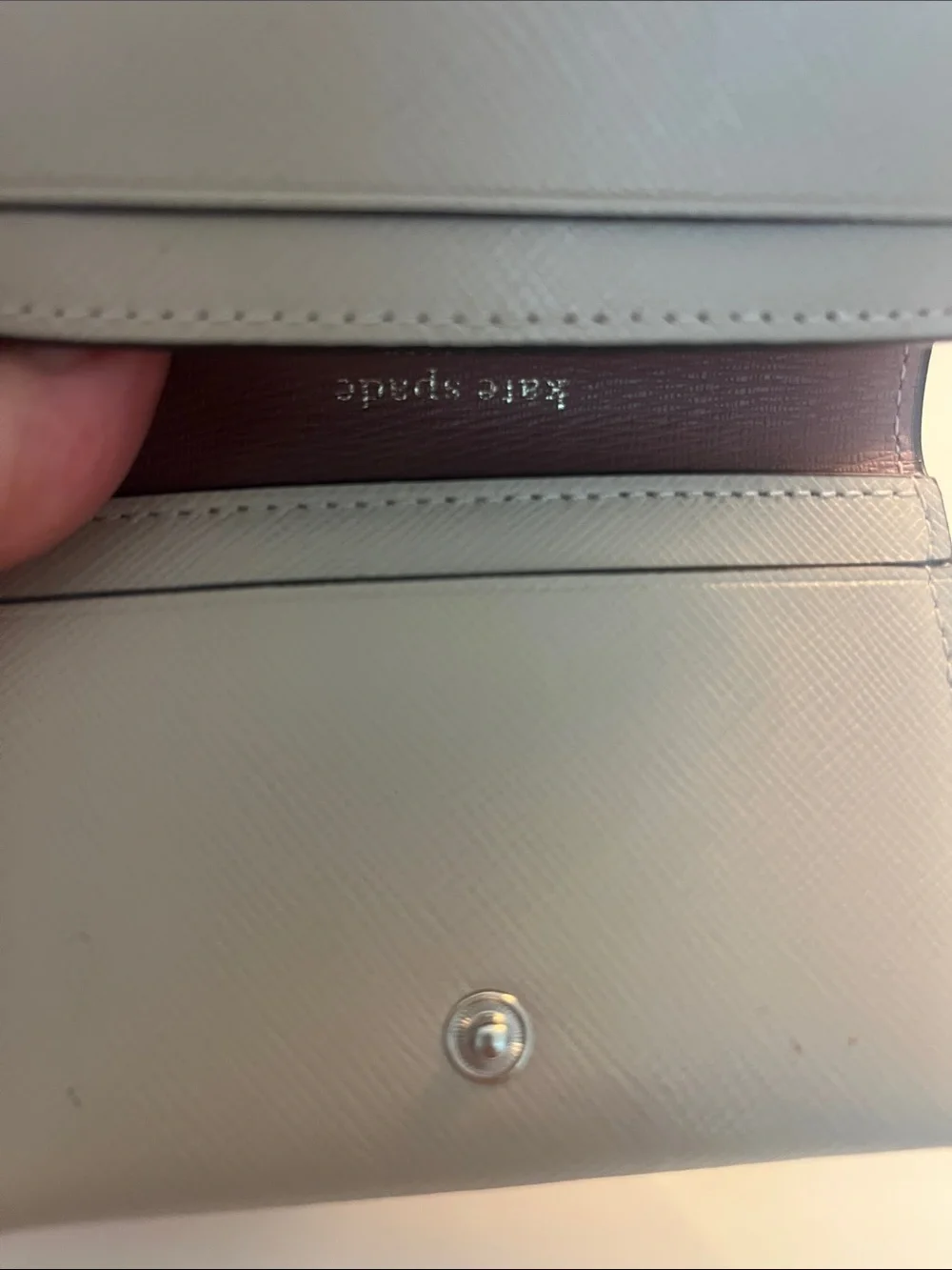 kate spade Small Trifold Wallet in Blush color with Gold Heart Accent